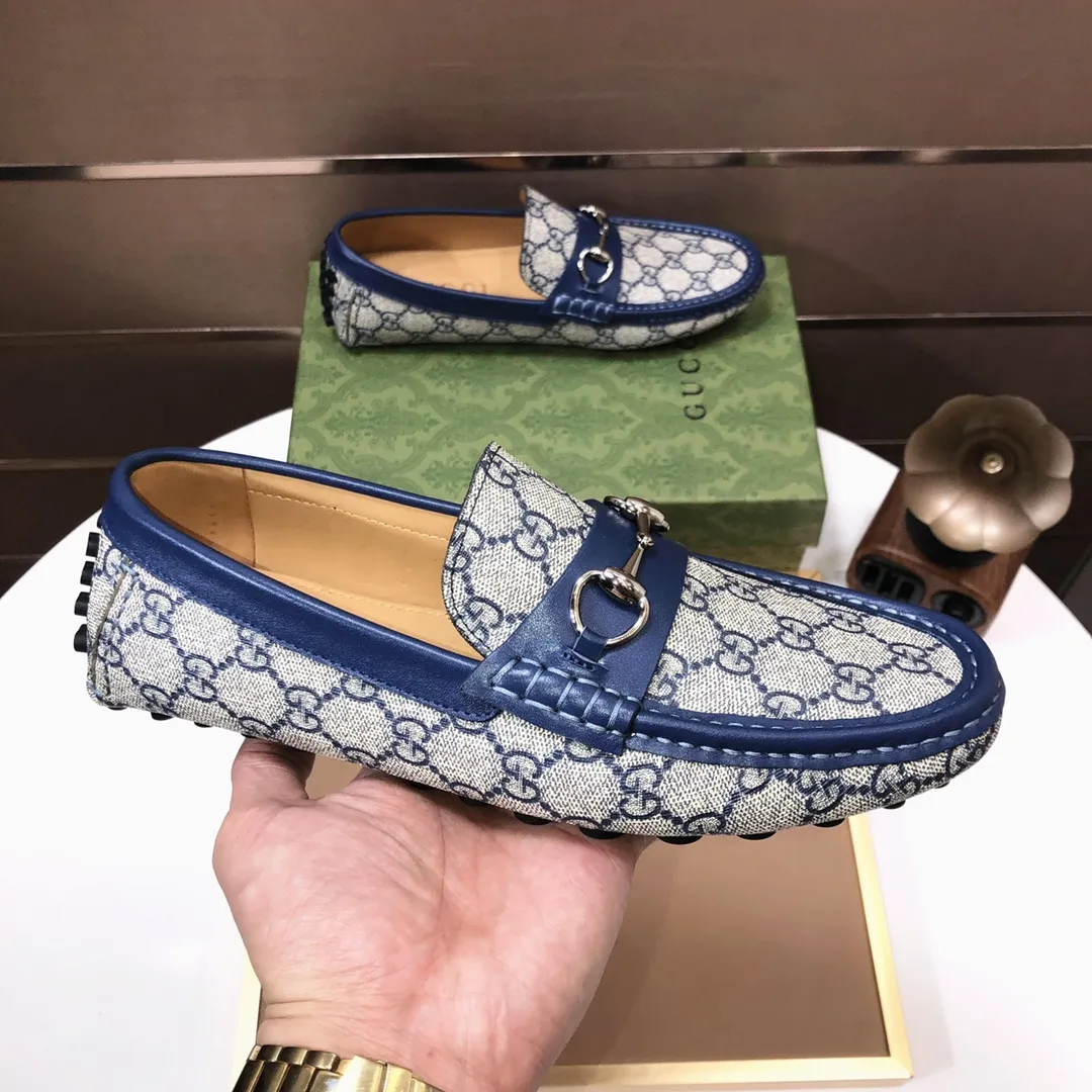 Men's Men's Shoes💰420💰[Gucci GUCCI] (High-end Niuli) New 🍀Gucci*-Gucci Peas Shoes! Made of imported original cowhide, the inner top layer is comfortable cowhide lining! Original wear-resistant rubber outsole! High quality products! Code number 38-44!